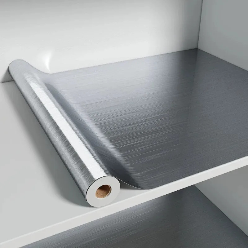 Commercial Kitchen Wall Panels - Film Dekorasi Wallpaper PVC Stainless Silver